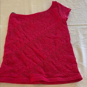 bebe Red Lace One-Shoulder Top